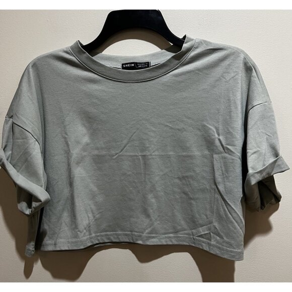 Shein Crop Top Short Sleeve, Blue ~ Light Green~ Size Small - Picture 1 of 5